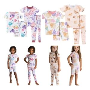 Lot Burts Bees Pajamas Girls 4T Organic Cotton Horses Dinosaurs Ice Cream Galaxy